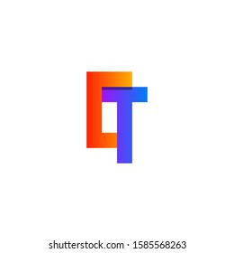 Professional and Minimalist Letter CT Logo Design. Uppercase letter in orange and purple gradient color shape. Editable vector can be used for company and trademark. Isolated in white background.