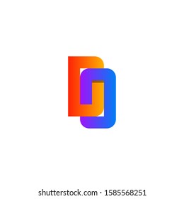 Professional and Minimalist Letter DO Logo Design. Uppercase letter in orange and purple gradient color shape. Editable vector can be used for company and trademark. Isolated in white background.