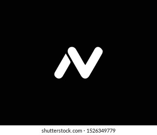 Professional and Minimalist Letter N NV AV Logo Design, Editable in Vector Format in Black and White Color