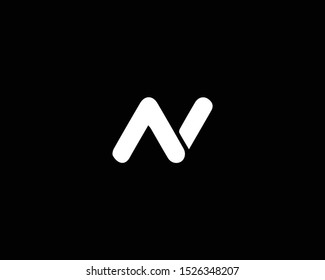 Professional And Minimalist Letter NV AV Logo Design, Editable In Vector Format In Black And White Color