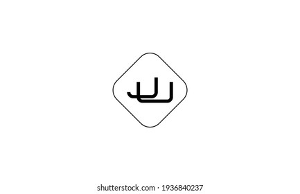 Professional and Minimalist Letter UJ UN Logo Design, Editable in Vector Format in Black and White Color