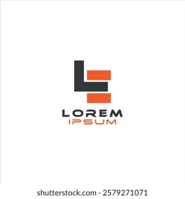 A professional and minimalist lettermark logo featuring bold geometric shapes in black and orange.