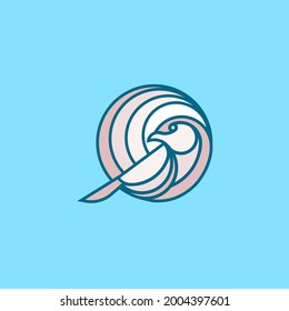Professionelles, minimalistisches, gestreiftes Vogelvektorlogo