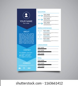 Professional minimalist template curriculum vitae blue gradient