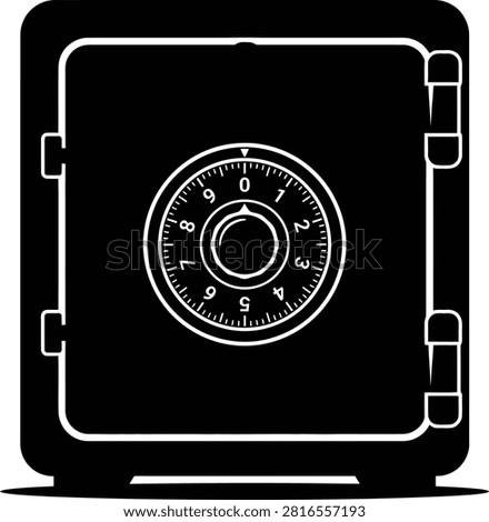 A professional minimalist vector icon of a heavy-duty security safe with a circular combination lock. Perfect for banking cybersecurity wealth management and data protection themes.