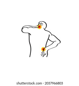 Gormat vectorial del símbolo de contorno de dolor para cualquier propósito de tema de salud.