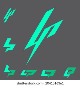 Basado en letras LP Conceptos de monograma de forma luminosa formato vectorial estilo escandinavo