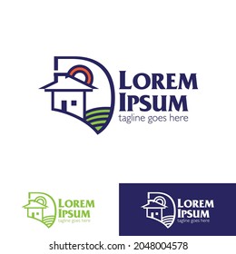 Símbolo de la casa con letras de la casa D, símbolo inicial de la letra D combinado con forma de casa
para negocios inmobiliarios, empresa de construcción, elemento de diseño o cualquier otro propósito.