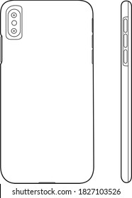 Professional Mobile Phone Case / Cover Vector / Line Drawing. Icon, Logo, Design, Element