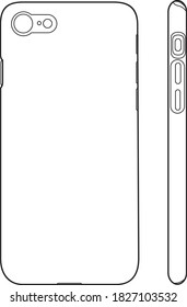 Professional Mobile Phone Case / Cover Vector / Line Drawing. Icon, Logo, Design, Element