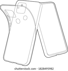 Professional Mobile Phone Cover Vector / Line Drawing. Icon, Logo, Design, Element