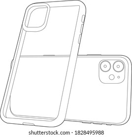 Professional Mobile Phone Cover Vector / Line Drawing. Icon, Logo, Design, Element