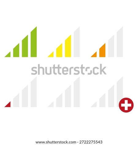 Professional mobile signal strength. Network connection Vector. Wireless internet indicator. Cellular status bar set group