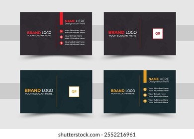 Profissional e moderno 2 variação de cor Duplo site Business Card Template Design. simples e limpo Vetor Visiting Card Design, Criativo e Business Card Design