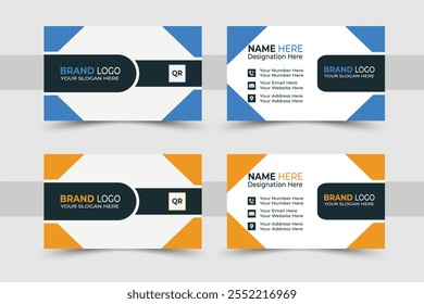 Professional and Modern 2 color variation Double site business Card Template Design. simple and clean Vector Visiting Card Design, Creative and Business Card Design