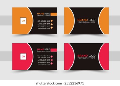 Professional and Modern 2 color variation Double site business Card Template Design. simple and clean Vector Visiting Card Design, Creative and Business Card Design