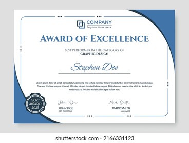 Professional and Modern Award Certificate Design Template