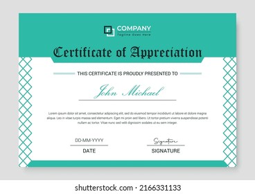 Professional and Modern Award Certificate Design Template