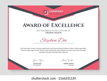 Professional and Modern Award Certificate Design Template