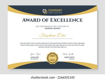 Professional and Modern Award Certificate Design Template