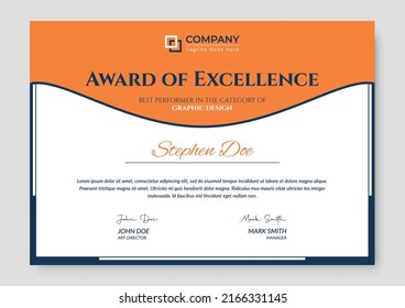 Professional and Modern Award Certificate Design Template