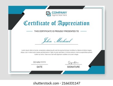 Professional and Modern Award Certificate Design Template