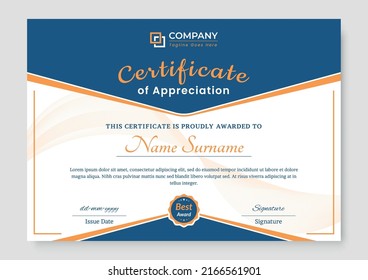 Professional Modern Award Certificate Design Template Stock Vector ...