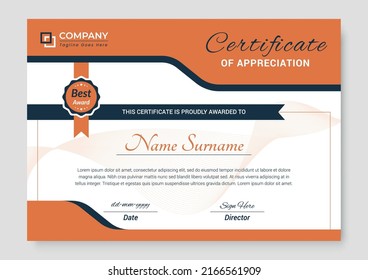 Professional and Modern Award Certificate Design Template