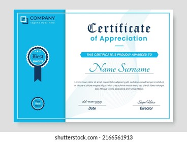 Professional and Modern Award Certificate Design Template