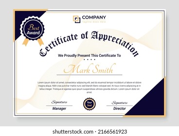 Professional and Modern Award Certificate Design Template