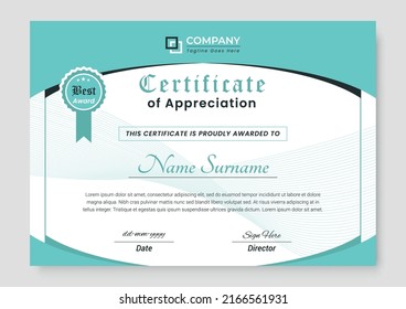 Professional and Modern Award Certificate Design Template