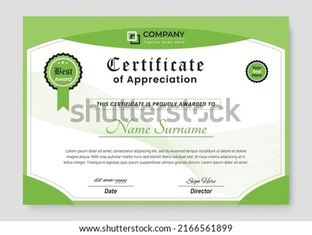 Professional and Modern Award Certificate Design Template