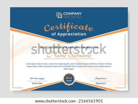 Professional and Modern Award Certificate Design Template
