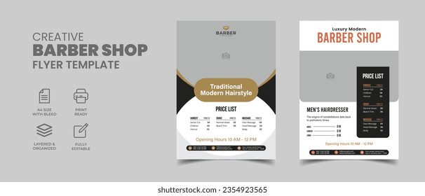 professional modern barber shop flyer layout. editable promotion banner poster template. 