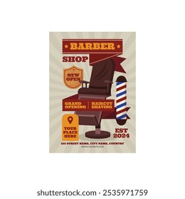 professional modern barber shop flyer layout. editable promotion banner poster template.