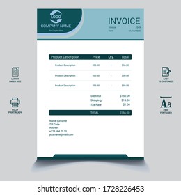 Professional modern business abstract colorful invoice blue and template design. Vector illustration eps 10