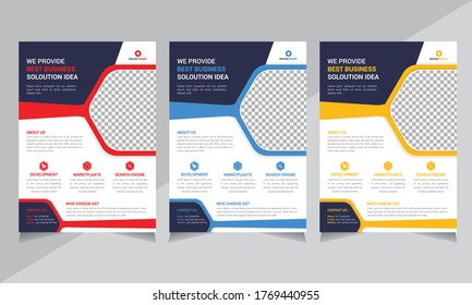 Professional Modern Business Flyer Design Templates, layout, annual report, poster, red, blue, yellow color, shape design, a4 size, Vector illustration