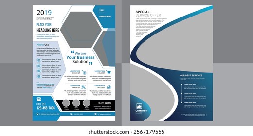 Professional and modern business flyer template featuring clean layouts, vibrant colors, and customizable sections for promoting services or events.