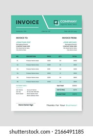 Professional and Modern Business Invoice Design Template