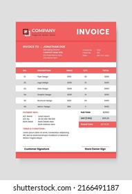 Professional and Modern Business Invoice Design Template