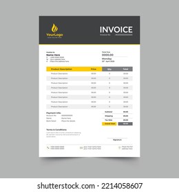 Professional and modern business invoice template design 
