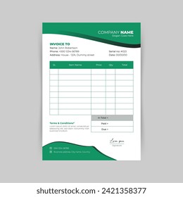 professional and modern business invoice template design, business bill form, receipt, price list