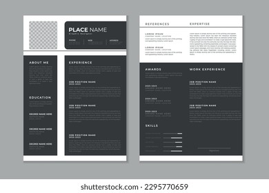 Professional modern and clean double pages resume template, CV layout design with mockup 