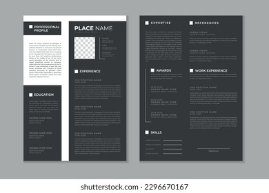 Professional modern and clean double pages resume template, CV layout design with mockup 