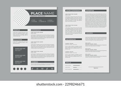 Professional modern and clean double pages resume template, CV layout design with mockup 