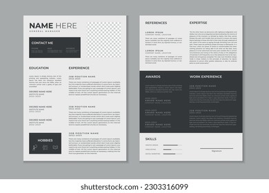 
Professional modern and clean double pages resume template, CV layout design with mockup 