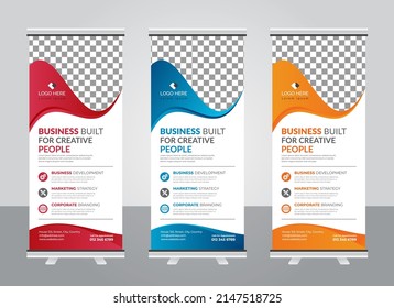 Professional Modern corporate colorful roll up standee banner design template