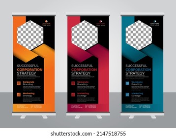 Professional Modern corporate colorful roll up standee banner design template