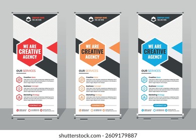 Professional Modern corporate colorful roll up standee banner design template, Modern corporate colorful roll up standee banner