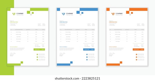 Professional Modern Corporate Invoice template bundle,   business invoice A4 layout vector stationery design